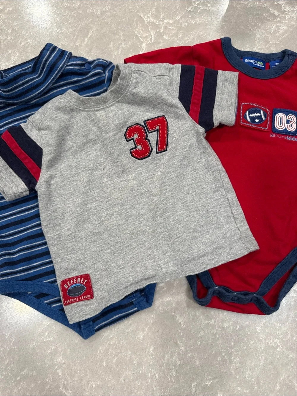 Baby Boy 12M Football Bodysuit Shirt Lot Circo Genuine Kids 3 Piece